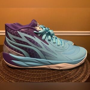 Puma Melo Ball MB.02 Shoes Blue Purple Mid Queen City 379779-01 Men's Size 9.5